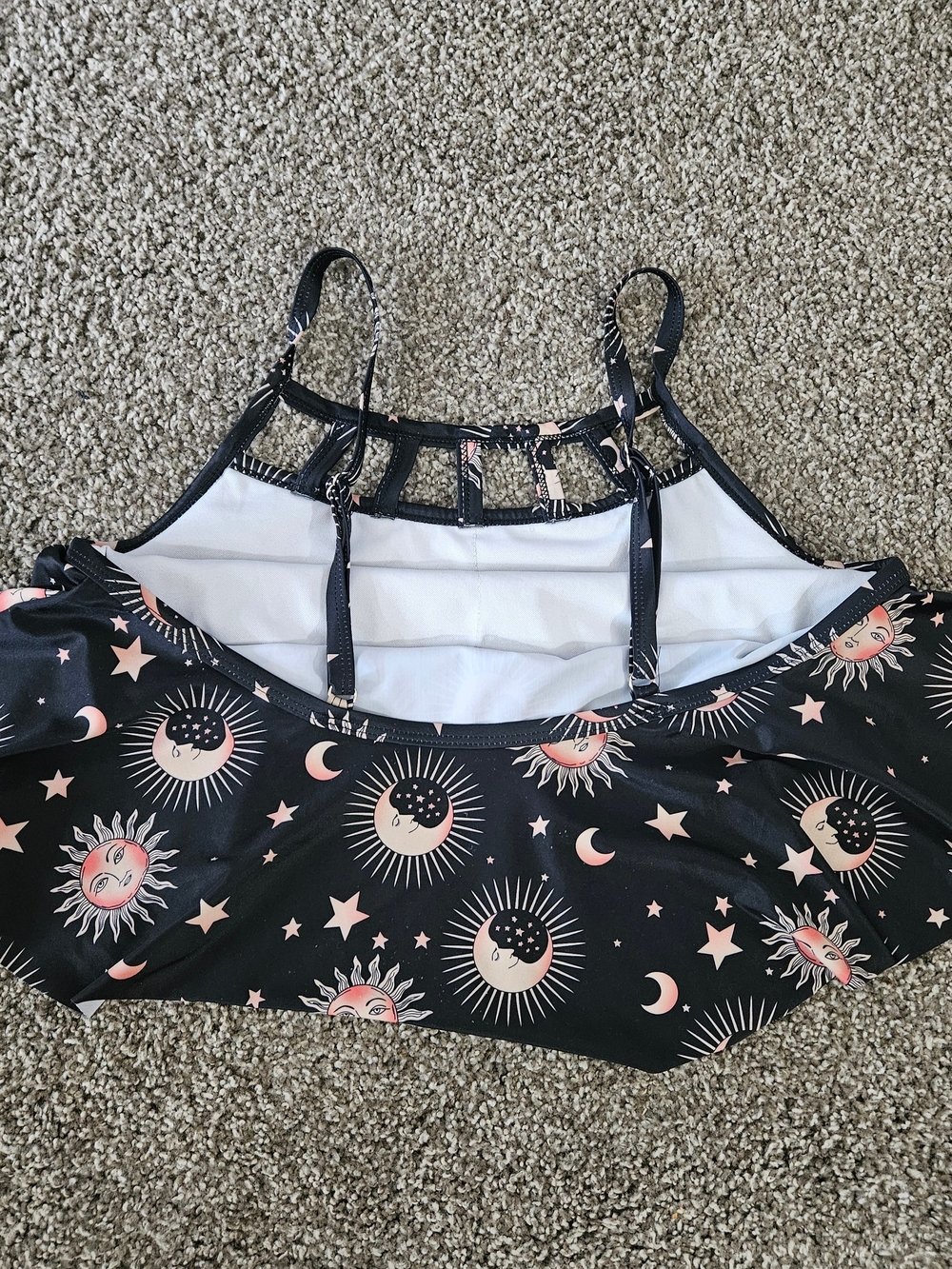 Rosegal Sun And Moon Bikini Top Black Size 14